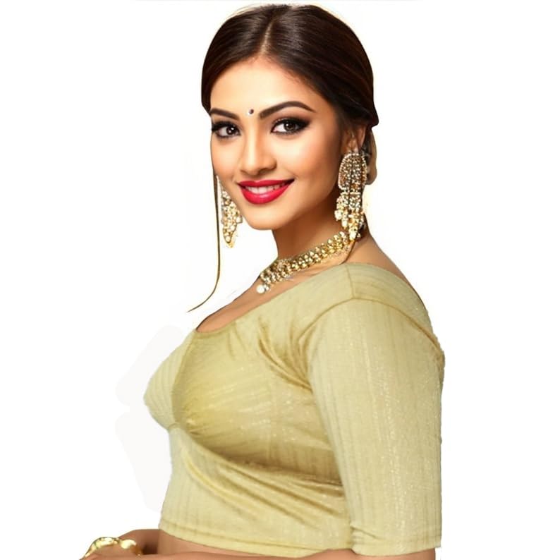 Latest Katori Design Golden Foil Printed Stretchable Blouse