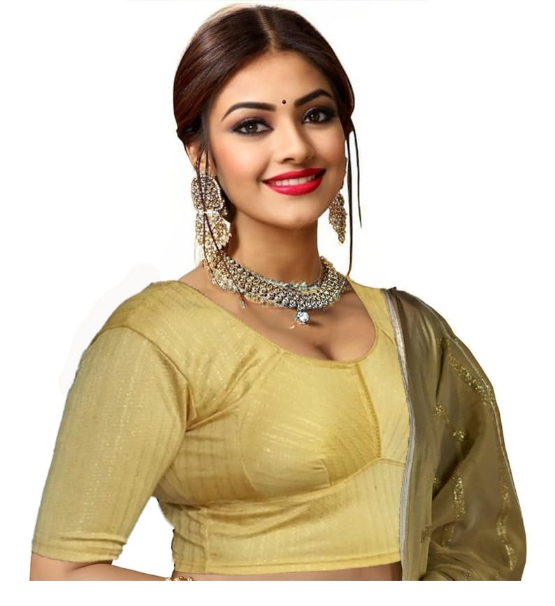 Latest Katori Design Golden Foil Printed Stretchable Blouse