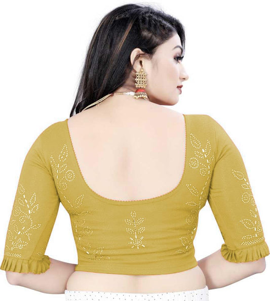 Saree Blouse with Stone Work & Frill Sleeves