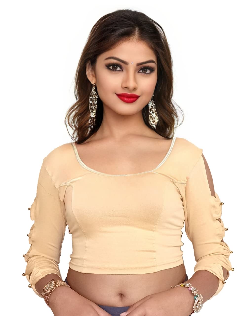 Cotton Stretchable Saree Blouse with Butterfly Sleeves