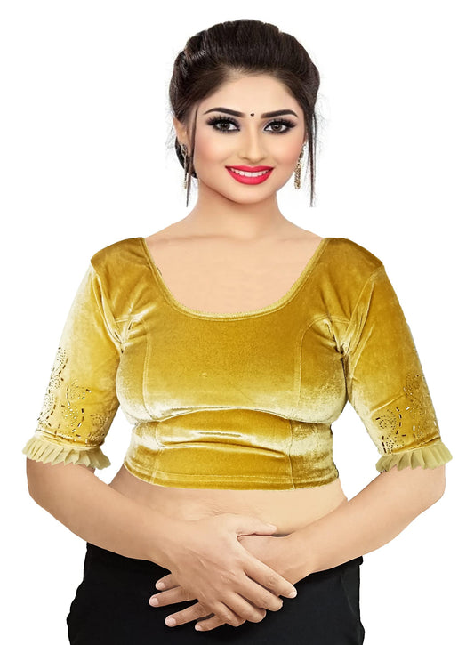 Partywear Soft Velvet Blouse with Stone Work