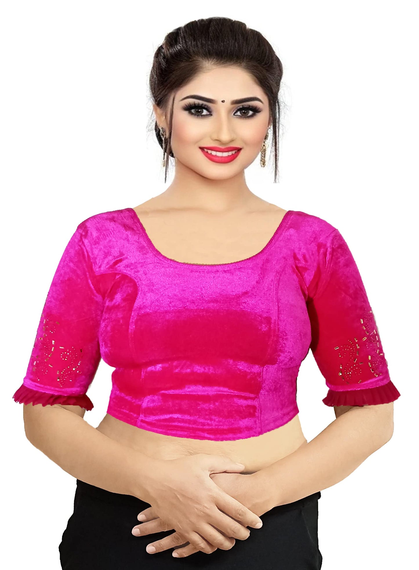 Partywear Soft Velvet Blouse with Stone Work