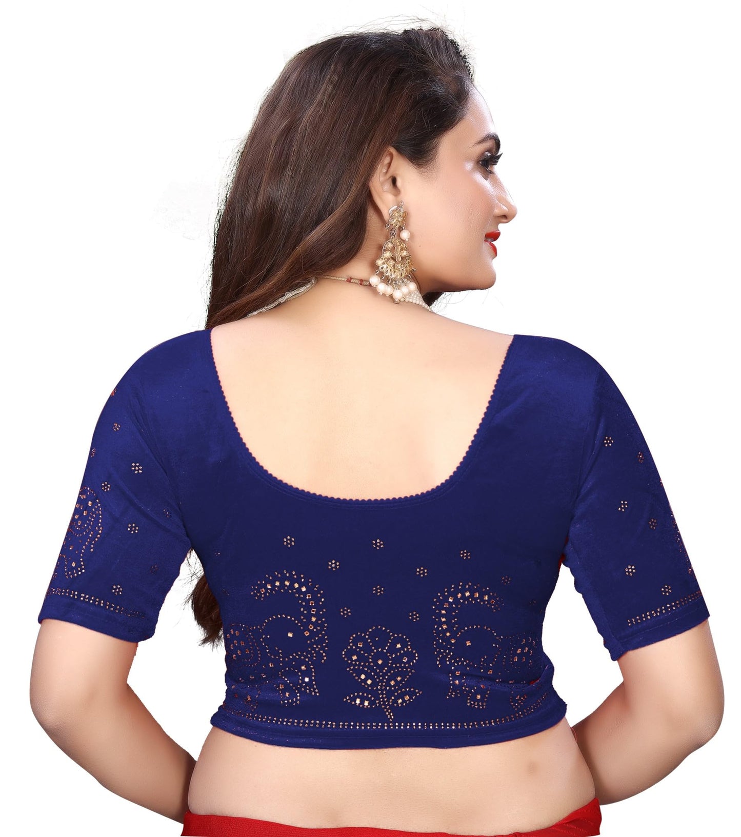 Velvet Blouse with Shimmering Golden Diamond Work