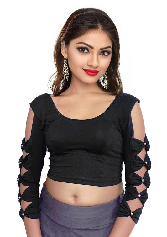 Cotton Stretchable Saree Blouse with Butterfly Sleeves