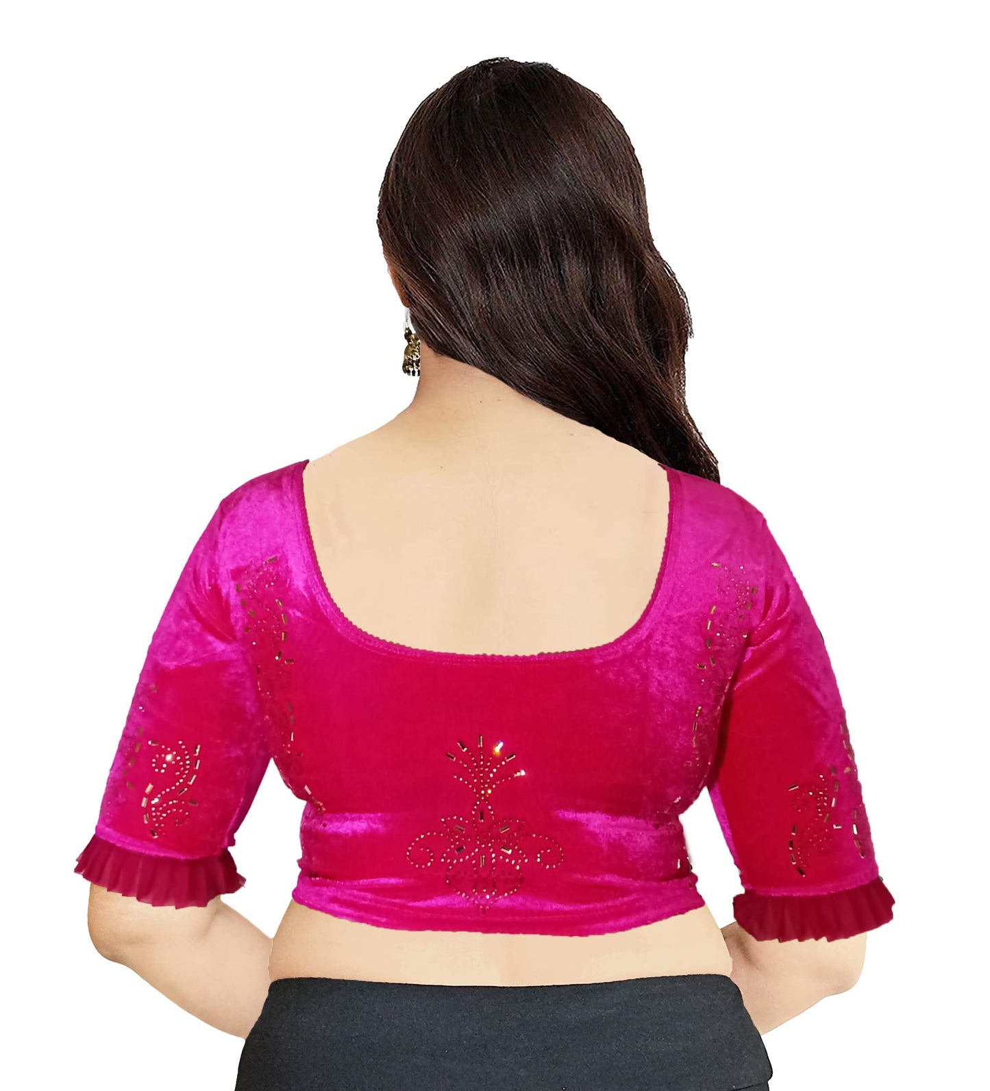 Partywear Soft Velvet Blouse with Stone Work