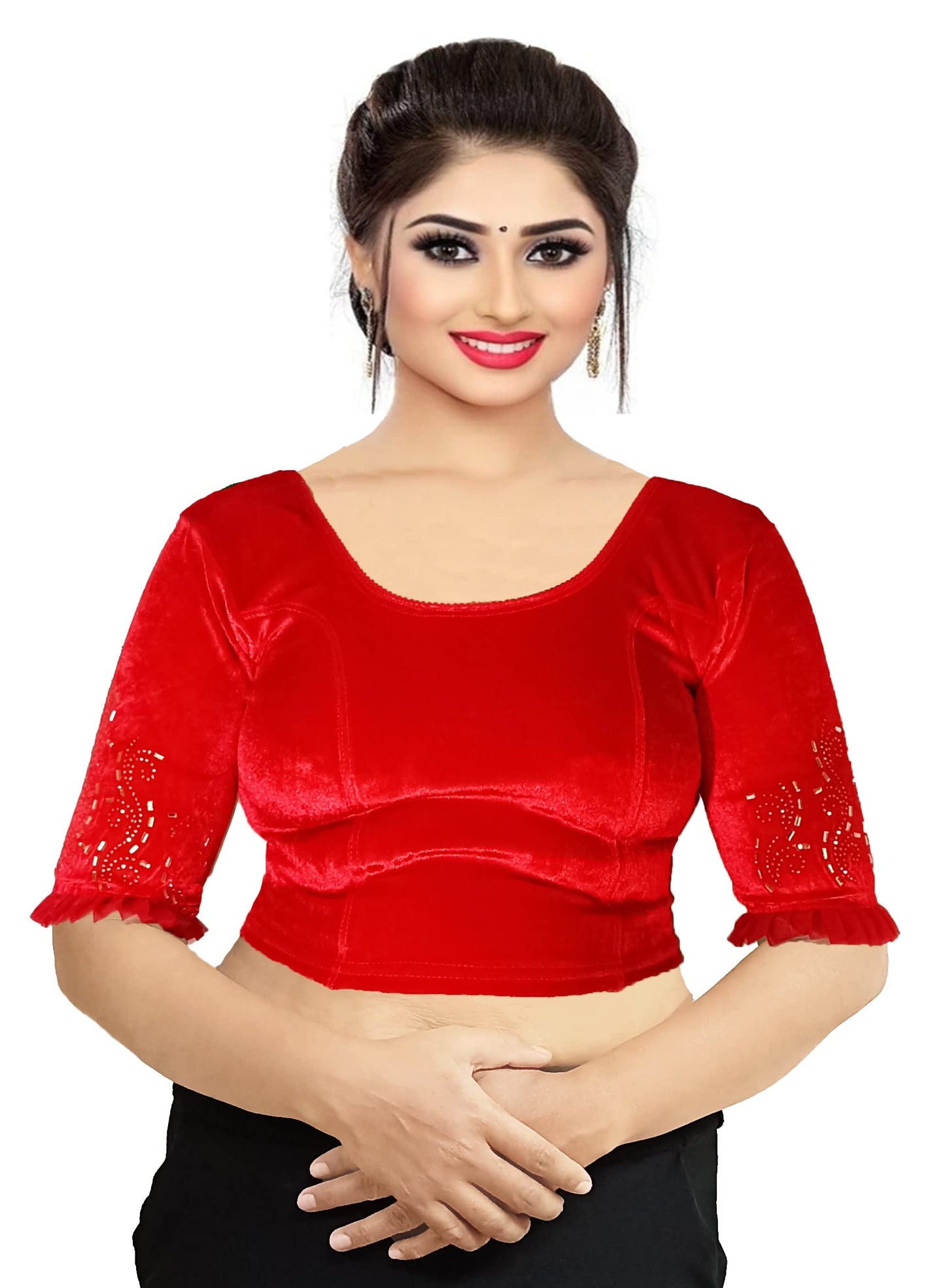 Partywear Soft Velvet Blouse with Stone Work