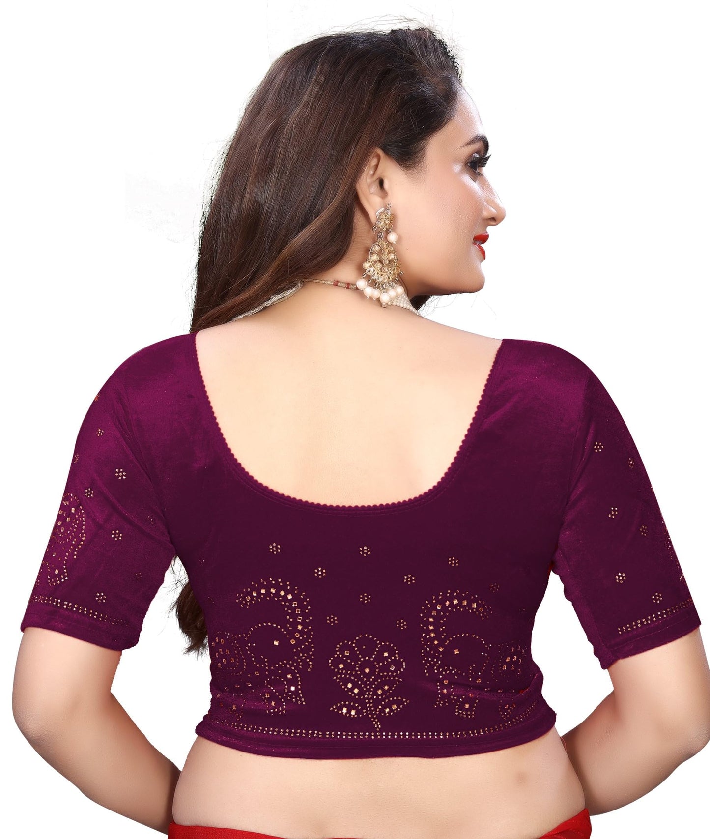 Velvet Blouse with Shimmering Golden Diamond Work