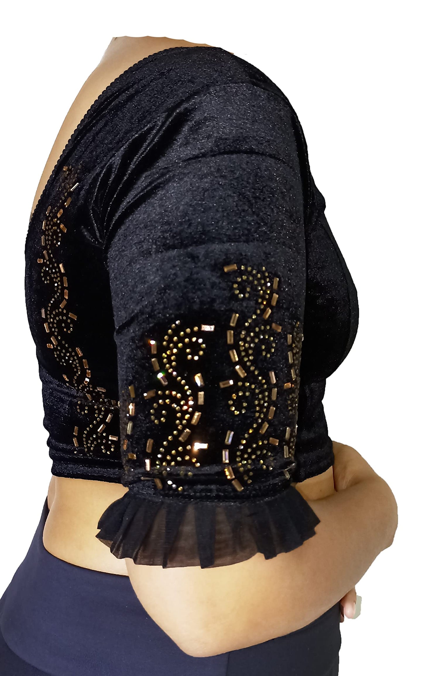 Partywear Soft Velvet Blouse with Stone Work