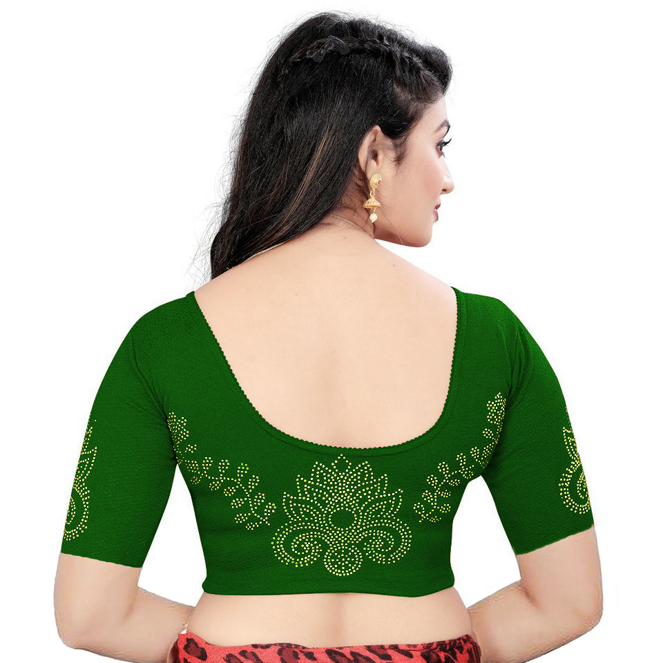 PU Fashion Readymade Lycra Blouse with Frill & Stone Work