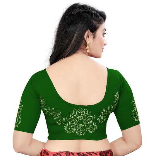 PU Fashion Readymade Lycra Blouse with Frill & Stone Work