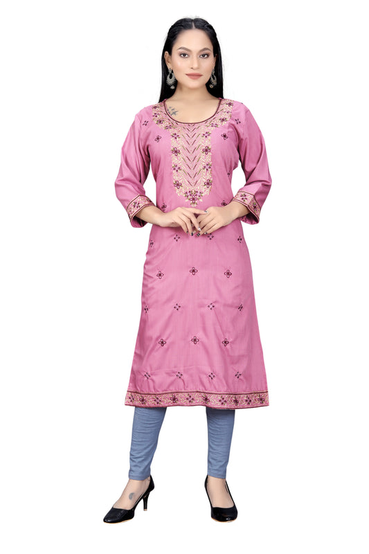 Elegant Embroidered Straight Kurti for Women | Festive & Office Wear