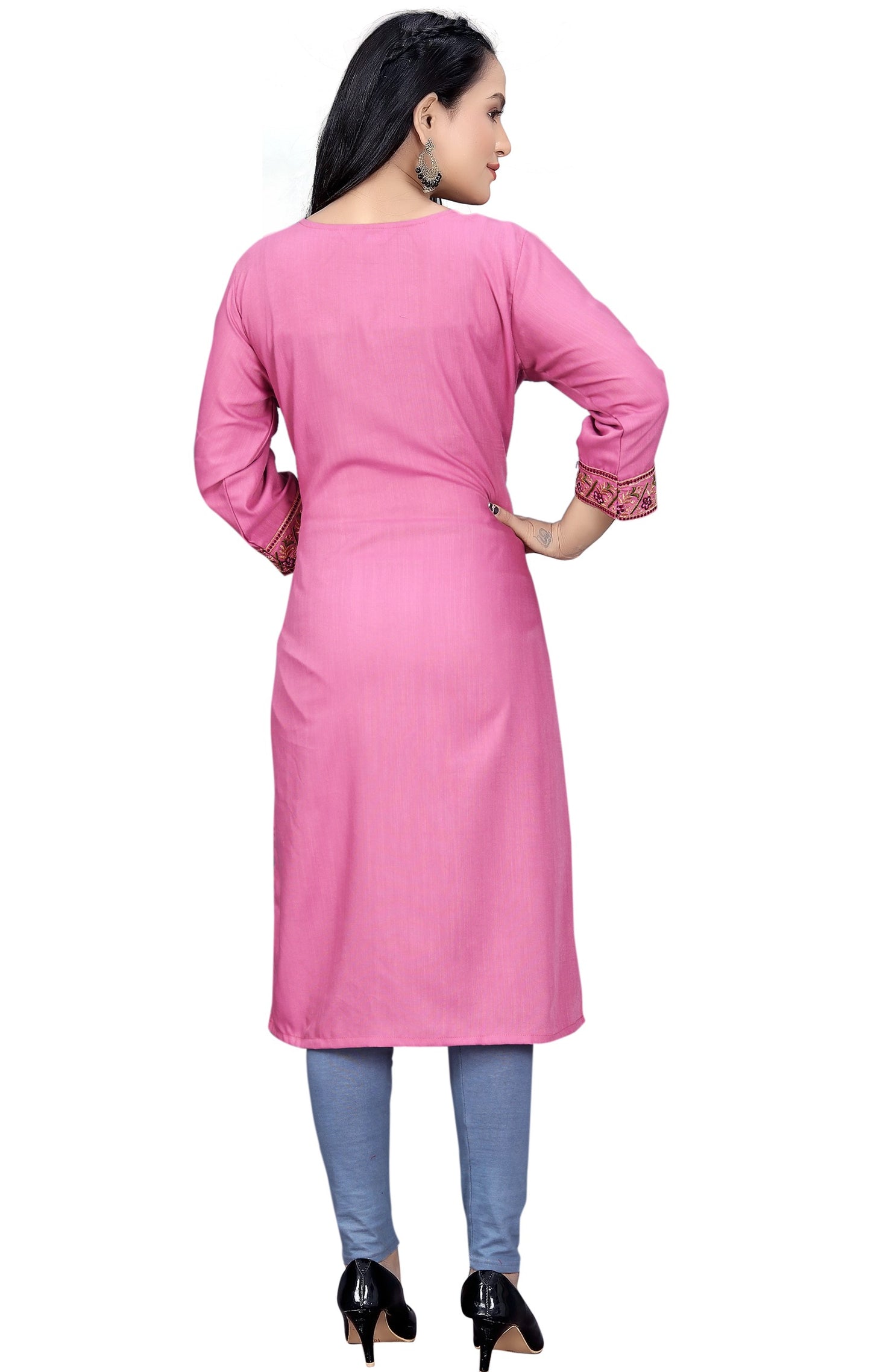 PU Fashion Women's Embroidered Straight Kurti | Elegant Festive & Office Wear