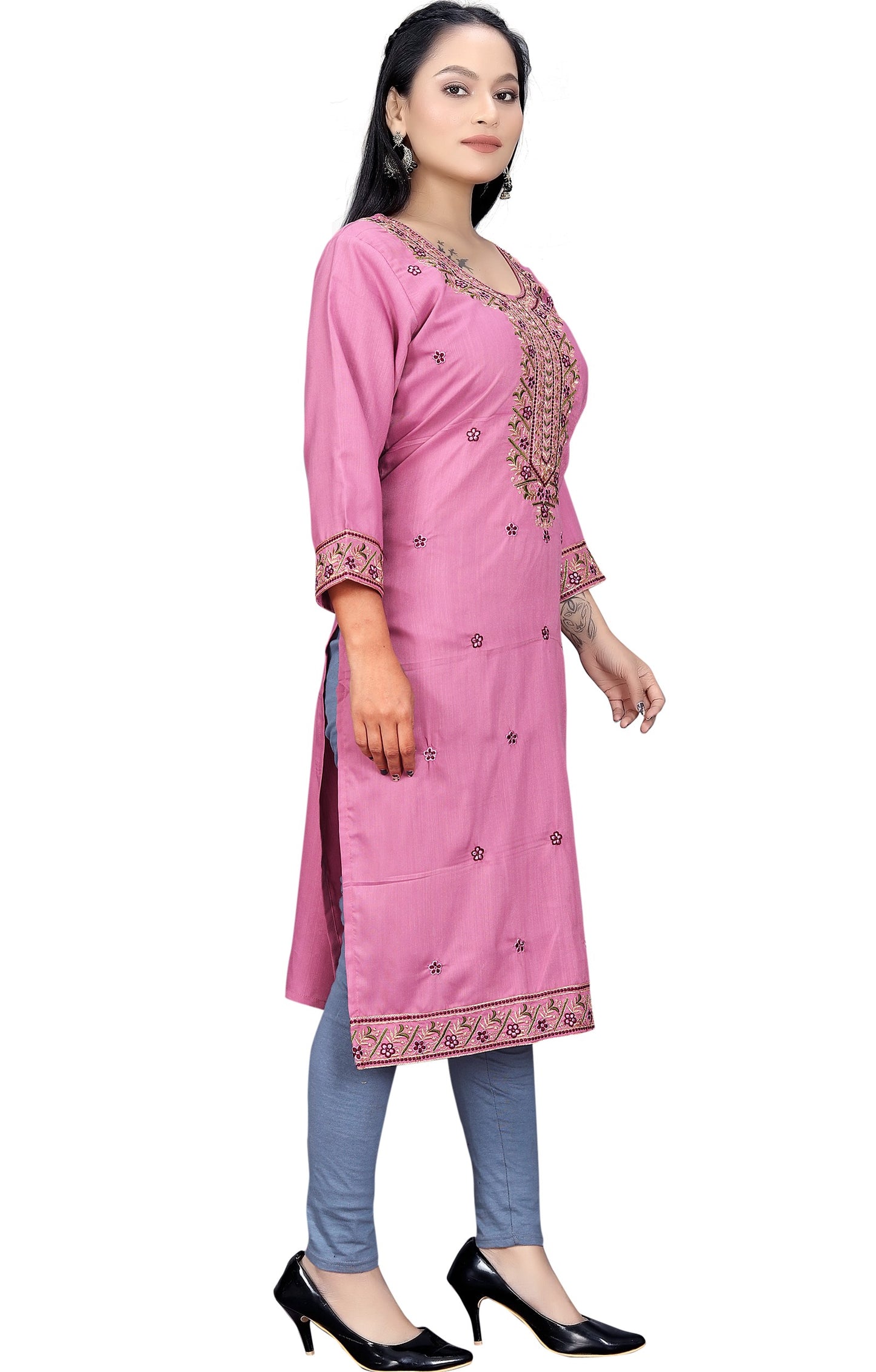 PU Fashion Women's Embroidered Straight Kurti | Elegant Festive & Office Wear