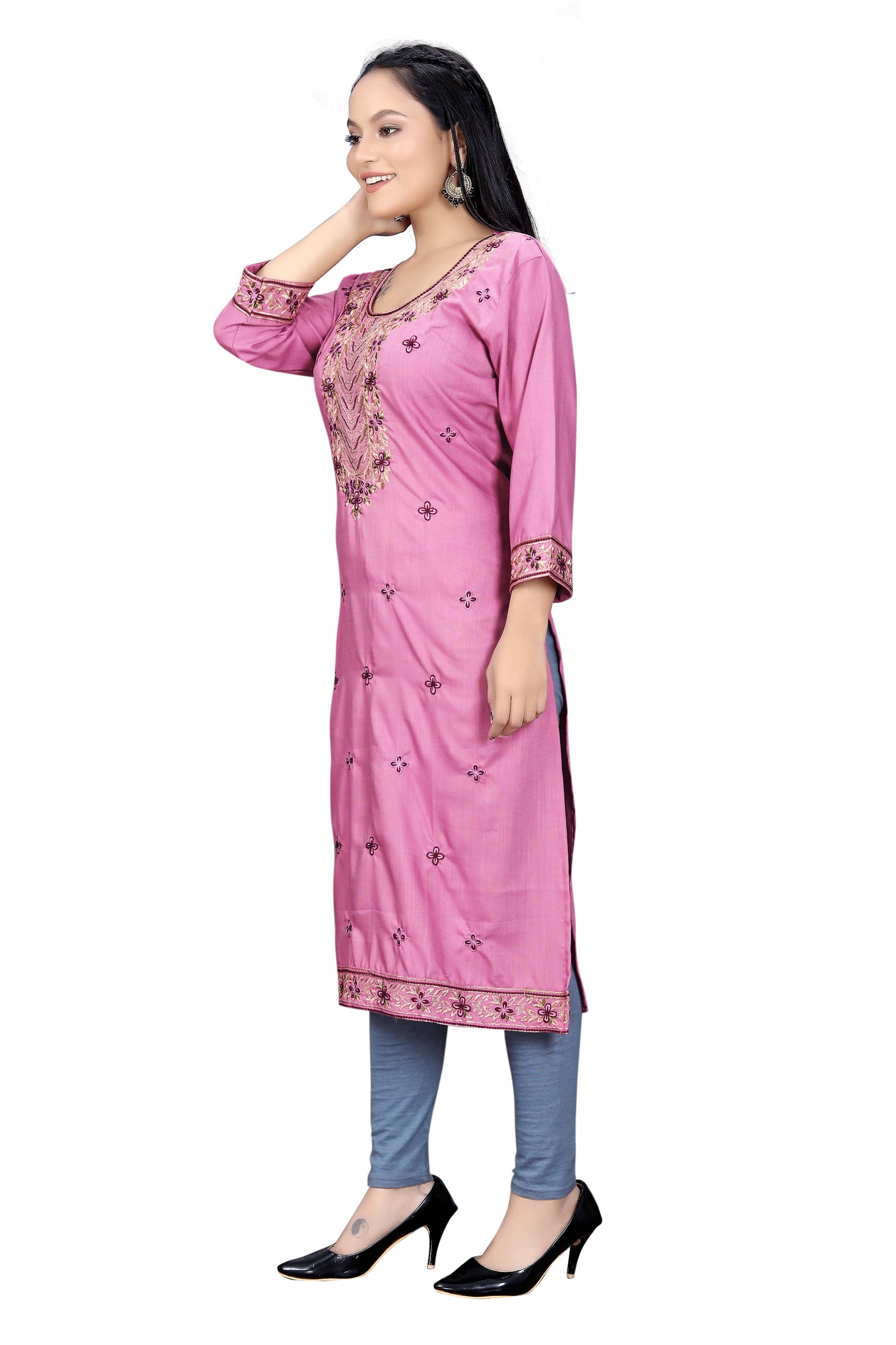 Elegant Embroidered Straight Kurti for Women | Festive & Office Wear