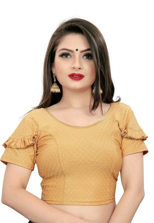 PU Fashion Fancy Frill Sleeve Blouse – Stylish Stretchable Readymade Saree Blouse