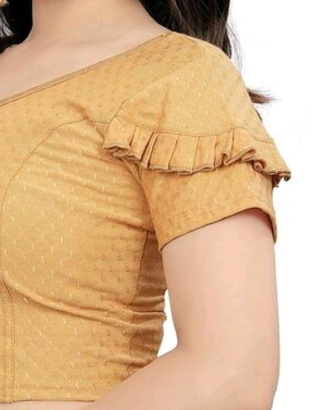 PU Fashion Fancy Frill Sleeve Blouse β Stylish Stretchable Readymade Saree Blouse