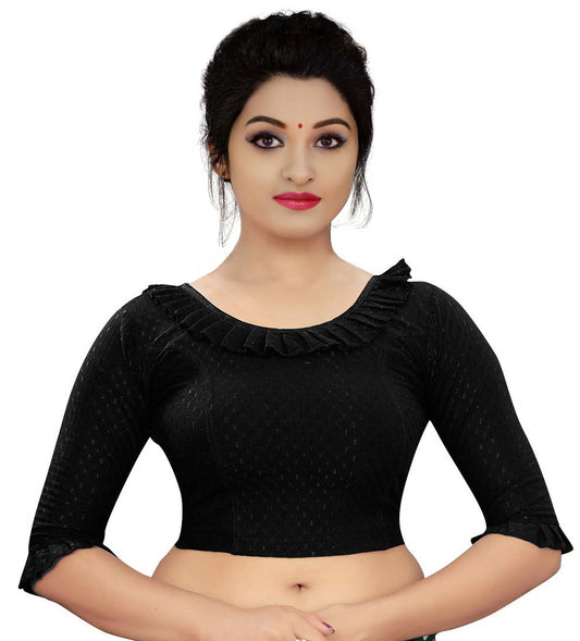 PU Fashion Frill Design Blouse – Stylish Stretchable Readymade Saree Blouse