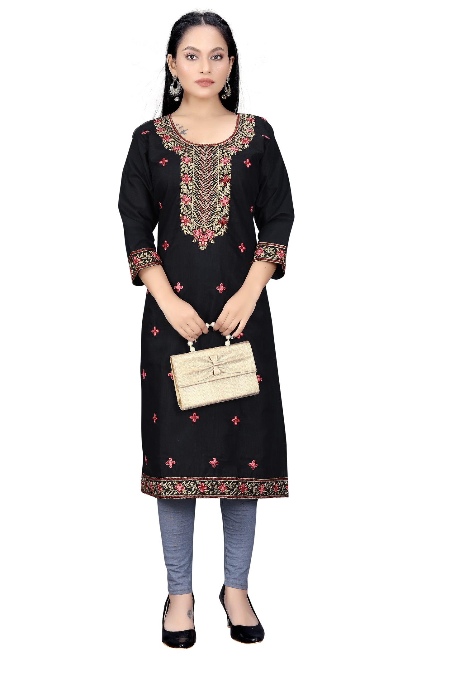 Elegant Embroidered Straight Kurti for Women | Festive & Office Wear
