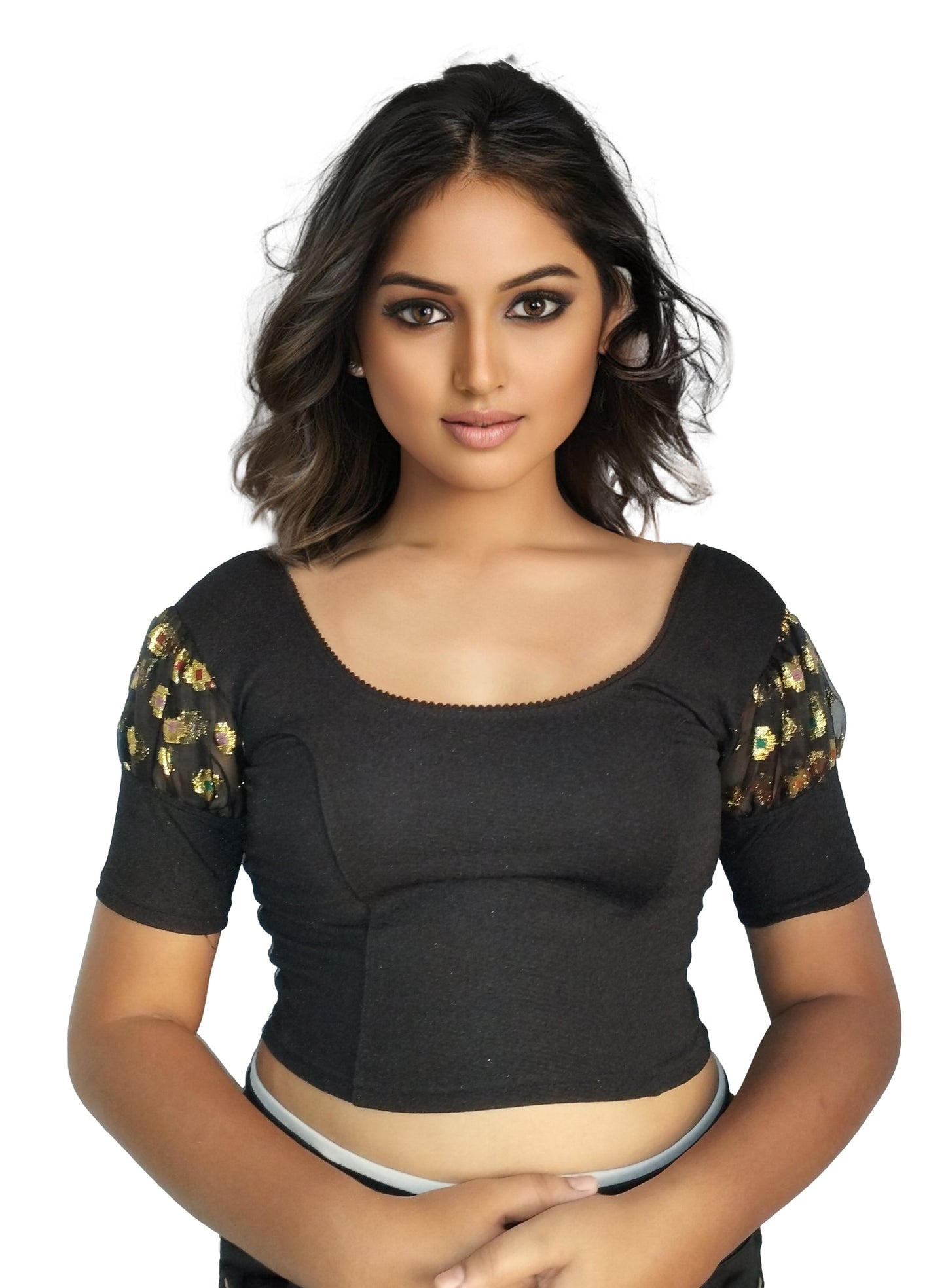 Stretchable Cotton Lycra Blouse with Stylish Puff Sleeves – Breathable & Comfortable | PU Fashion