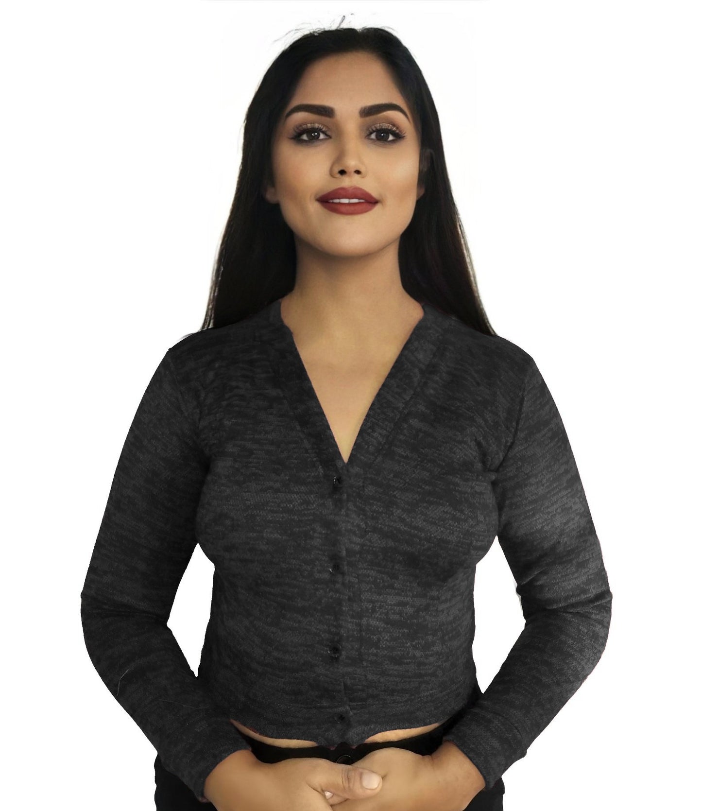 PU Fashion Women's Stylish Woolen Buttoned Cardigan – Full Sleeves, Warm & Trendy Winter Wear