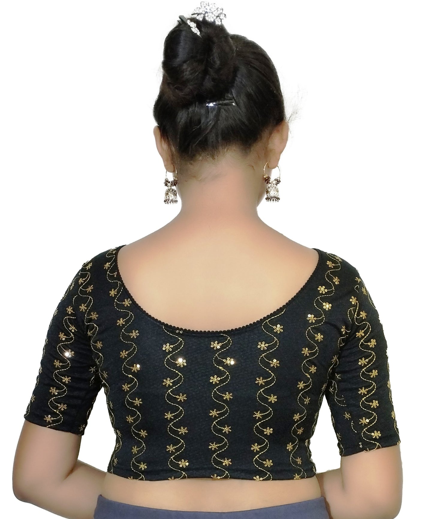 PU Fashion Wine Color Stretchable Embroidered Readymade Blouse for Women