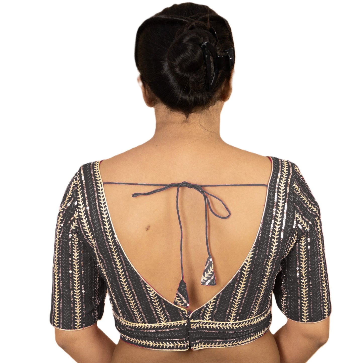 Fancy Designer Blouse with Golden Embroidery – Multiple Colors | PU Fashion