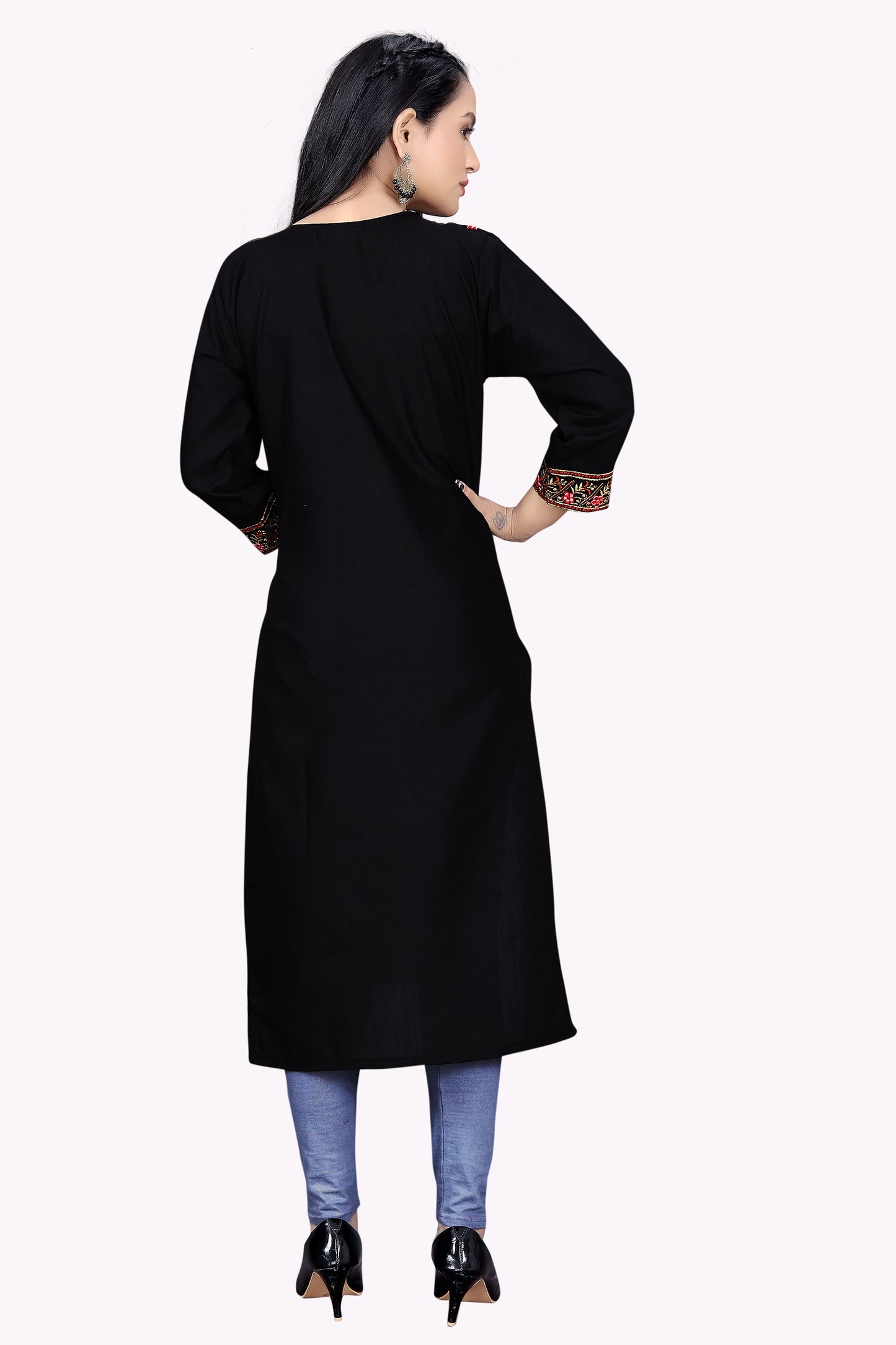 PU Fashion Women's Embroidered Straight Kurti | Elegant Festive & Office Wear