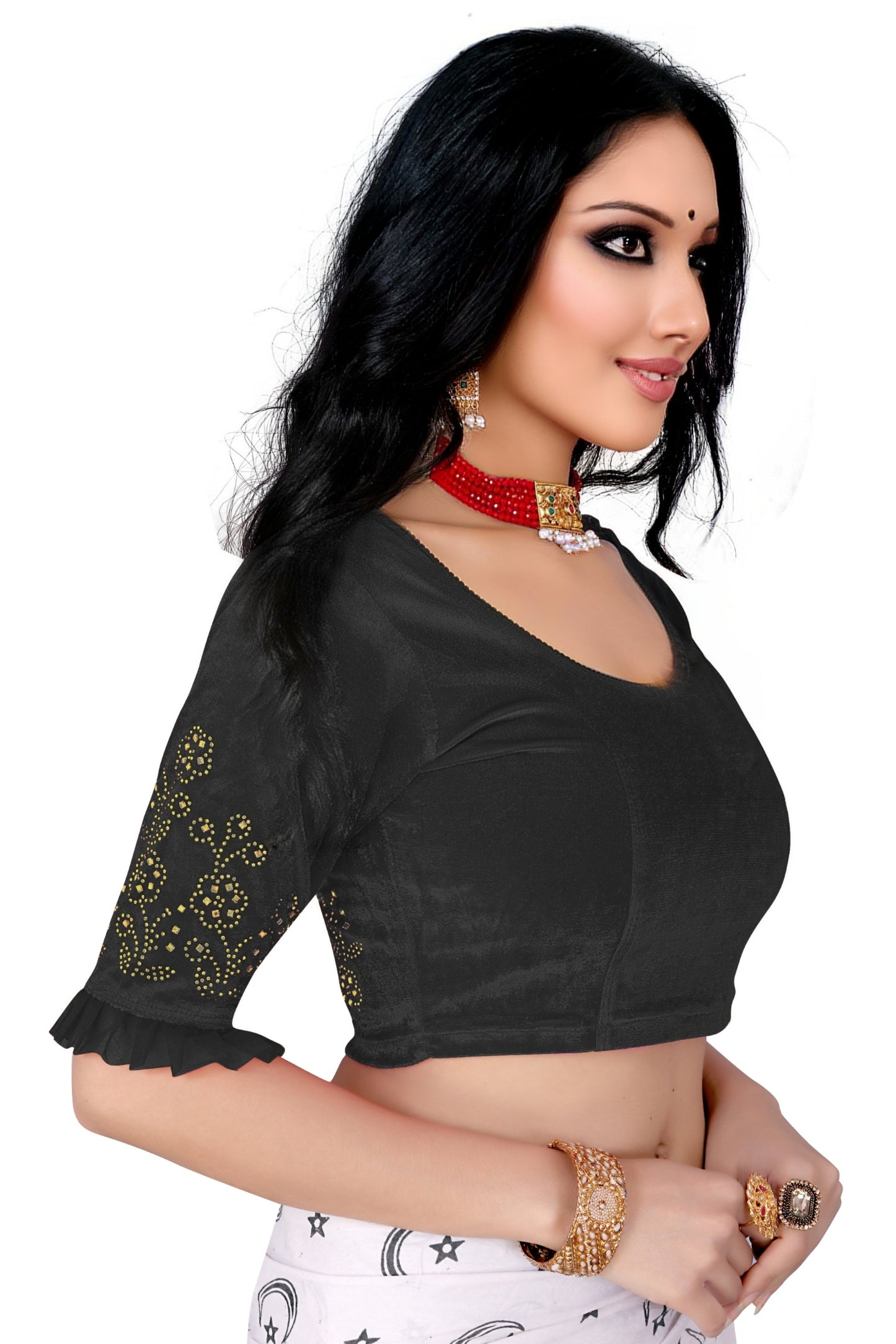 PU Fashion Stretchable Sequin Embroidery Blouse for Saree, Lehenga & Party Wear