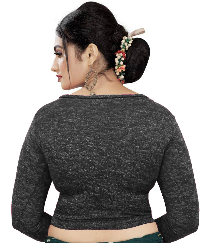 Stretchable Woolen Full Sleeves Blouse for Saree, Lehenga, and Winter Wear