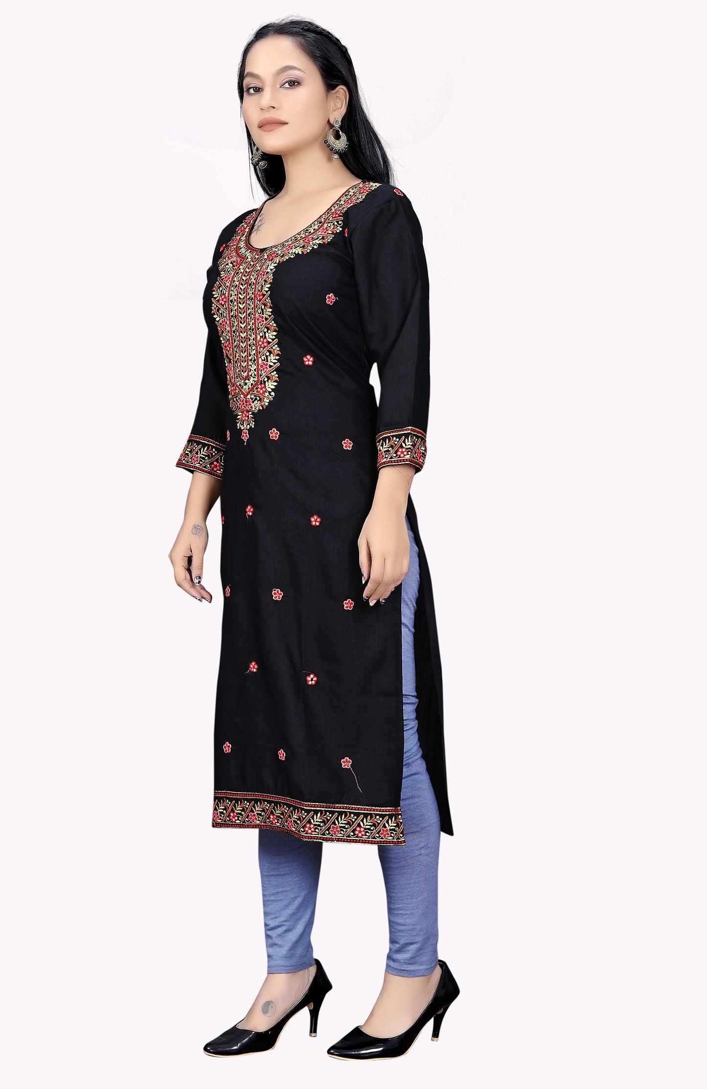 PU Fashion Women's Embroidered Straight Kurti | Elegant Festive & Office Wear