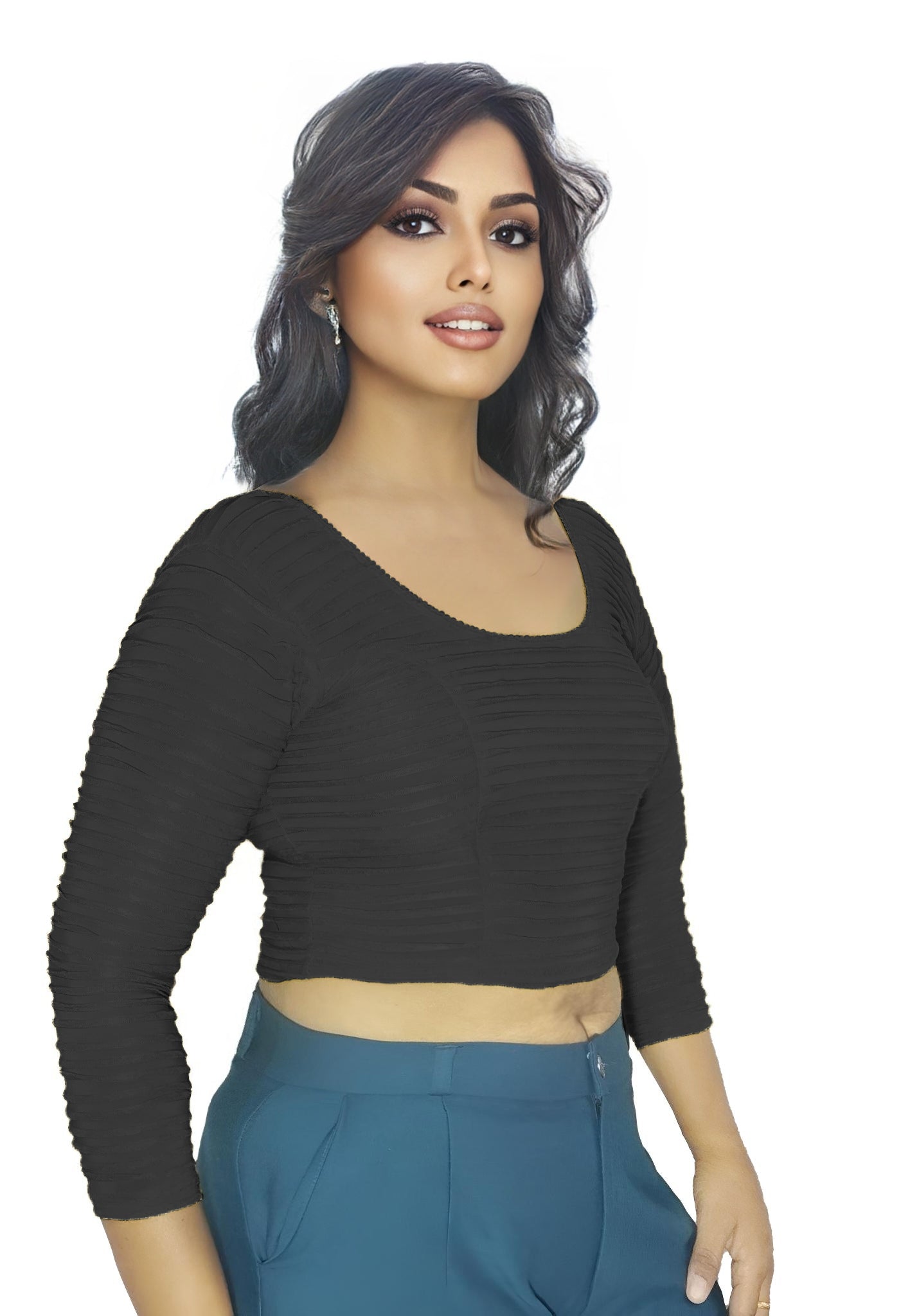 PU Fashion Lycra Stretchable Blouse – Readymade Full Sleeve Designer Saree Blouse