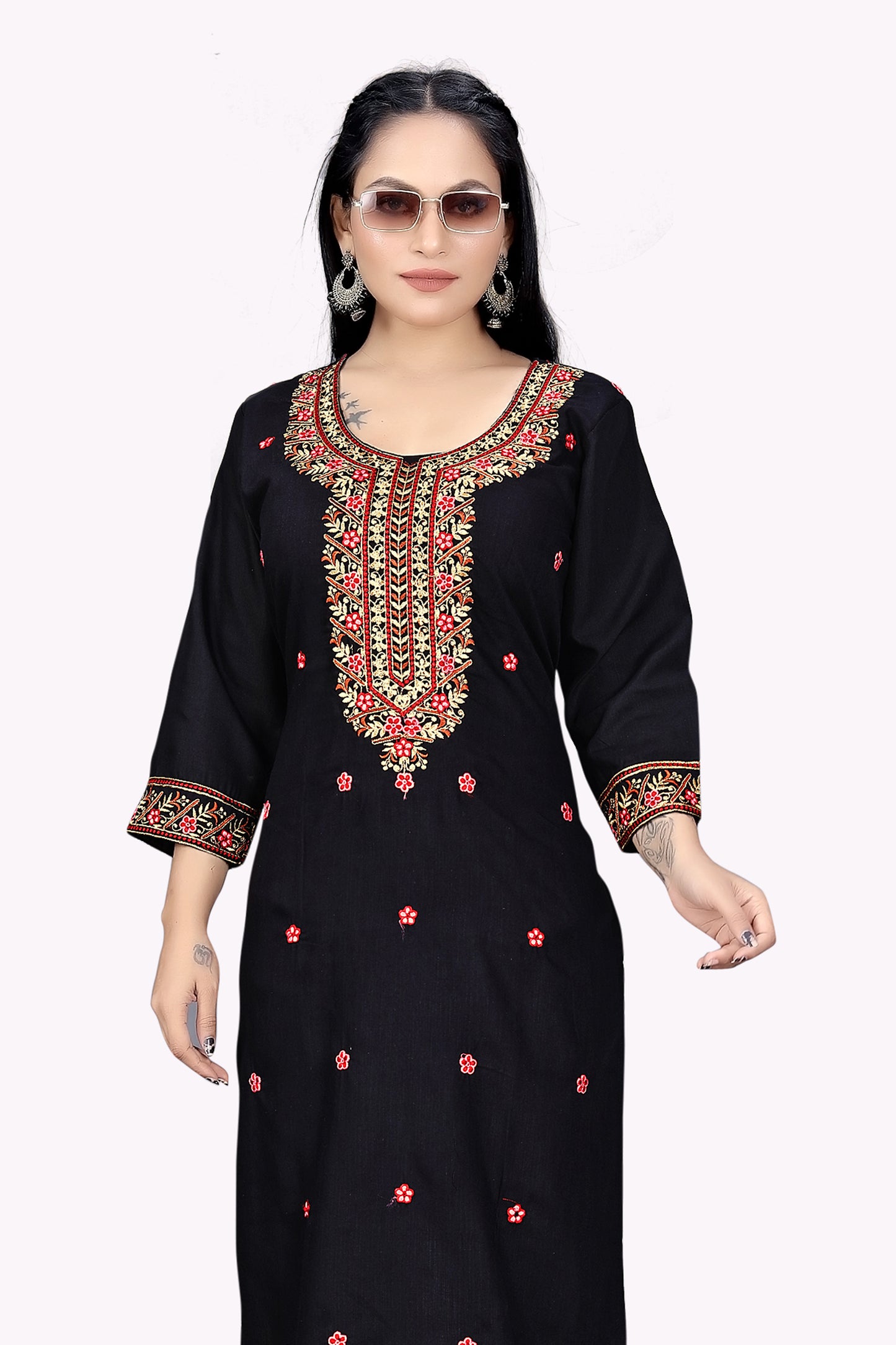 PU Fashion Women's Embroidered Straight Kurti | Elegant Festive & Office Wear