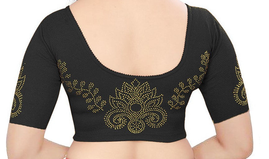 PU Fashion Readymade Lycra Blouse with Frill & Stone Work