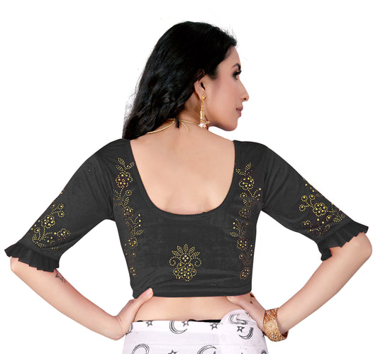 PU Fashion Stretchable Sequin Embroidery Blouse for Saree, Lehenga & Party Wear