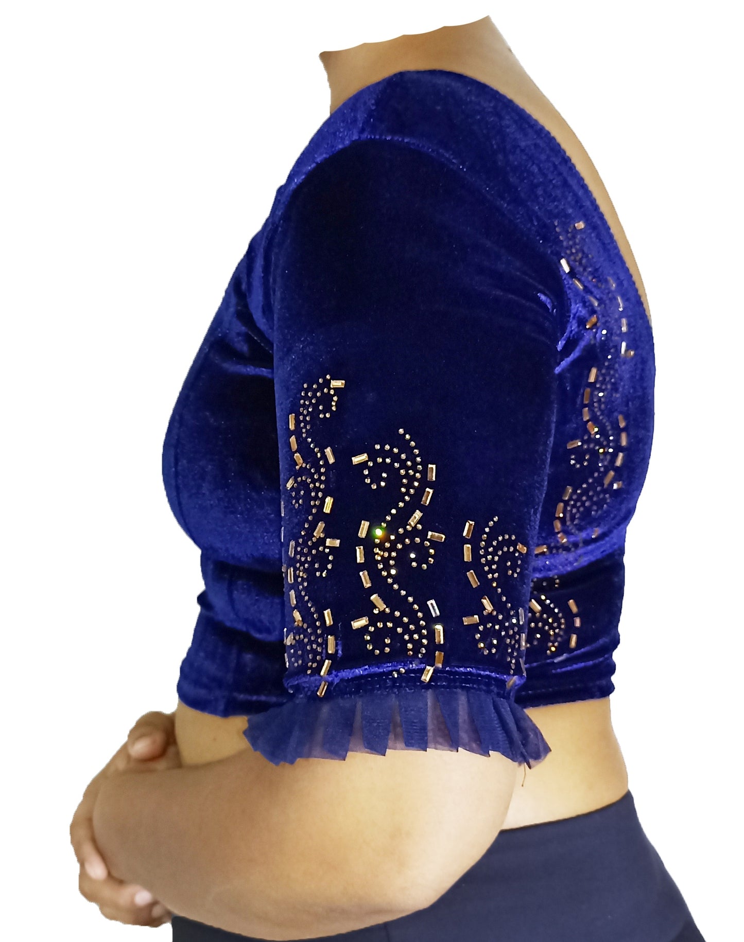 PU Fashion Women's Fancy Velvet Blouse with Golden Shine | Readymade Party Wear Saree Blouse