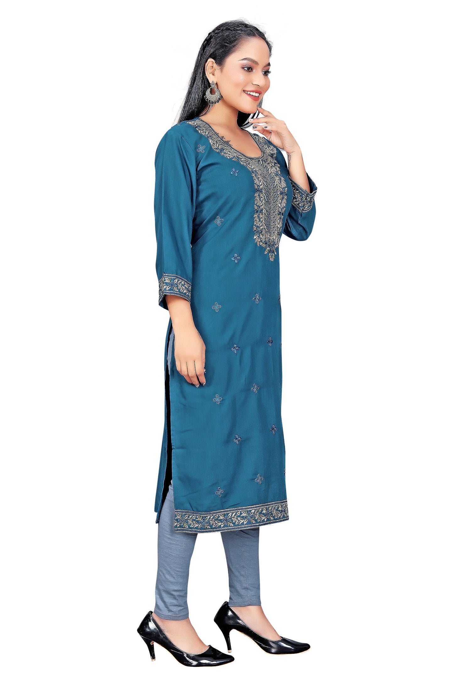 Elegant Embroidered Straight Kurti for Women | Festive & Office Wear