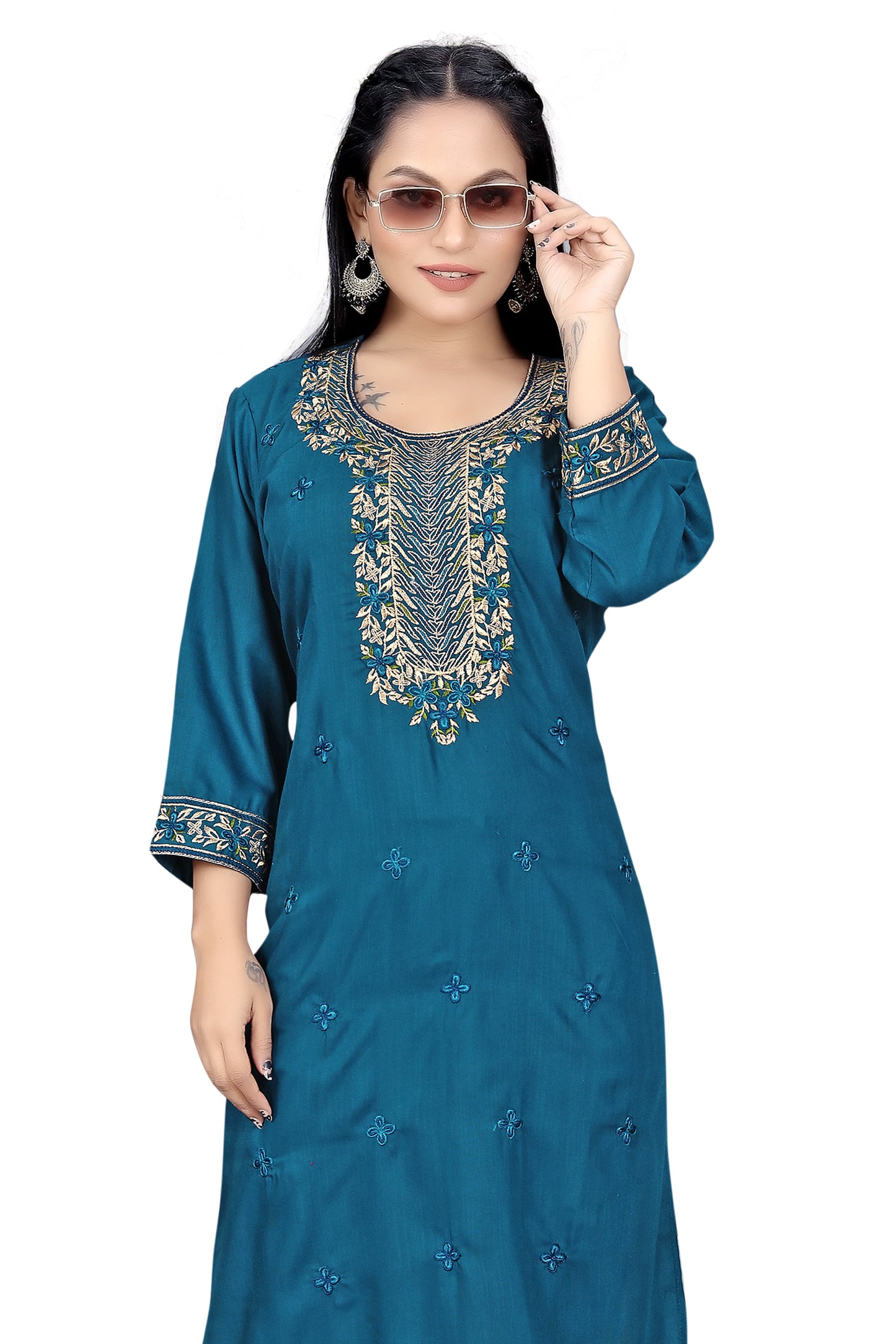 Elegant Embroidered Straight Kurti for Women | Festive & Office Wear