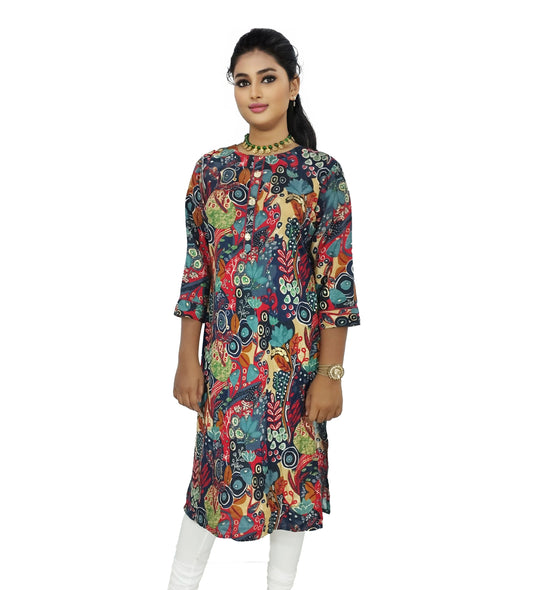 PU Fashion Pure Rayon Printed Kurti for Women | Stylish Multi-Color Ethnic Wear for Office, Daily & Party Use