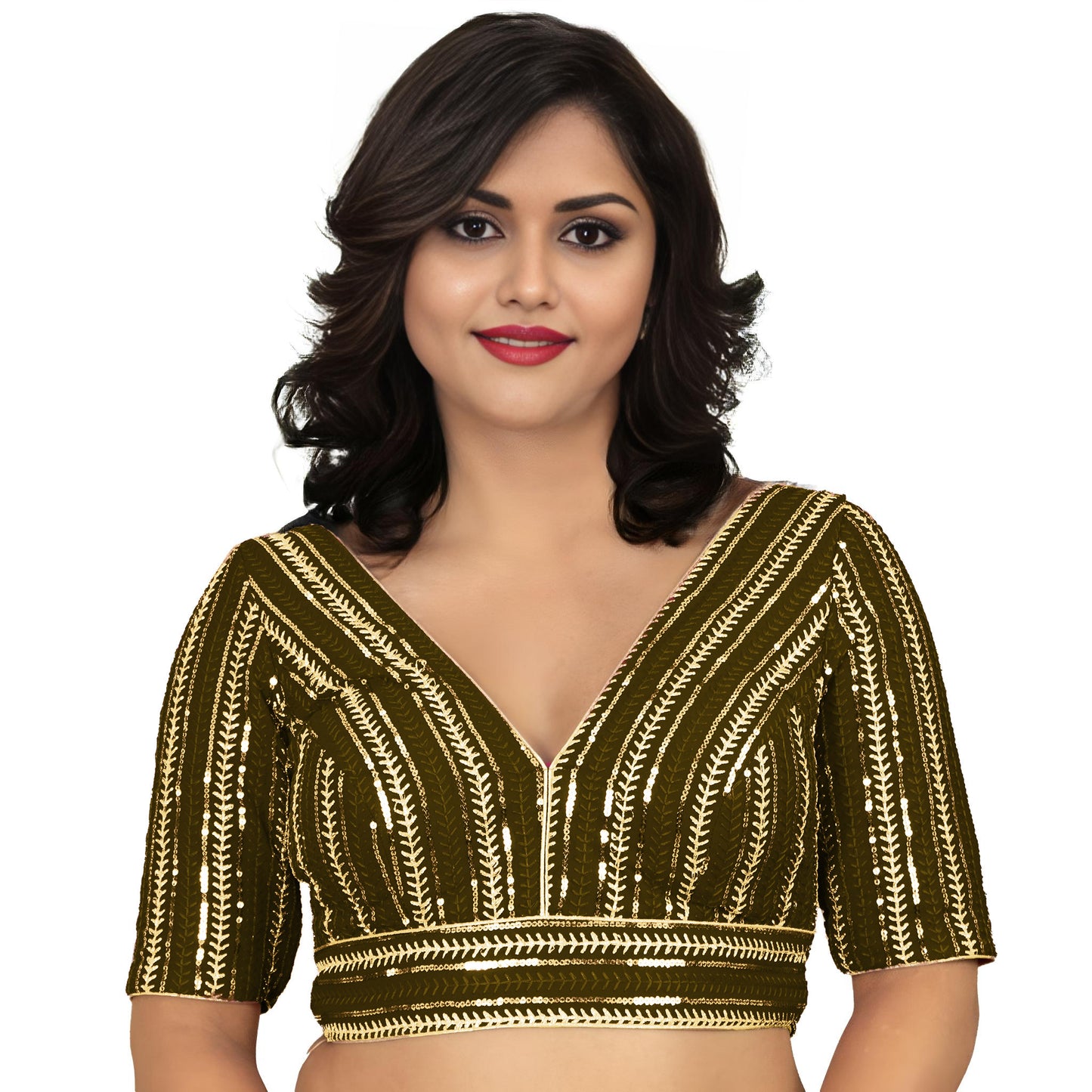 Fancy Designer Blouse with Golden Embroidery – Multiple Colors | PU Fashion