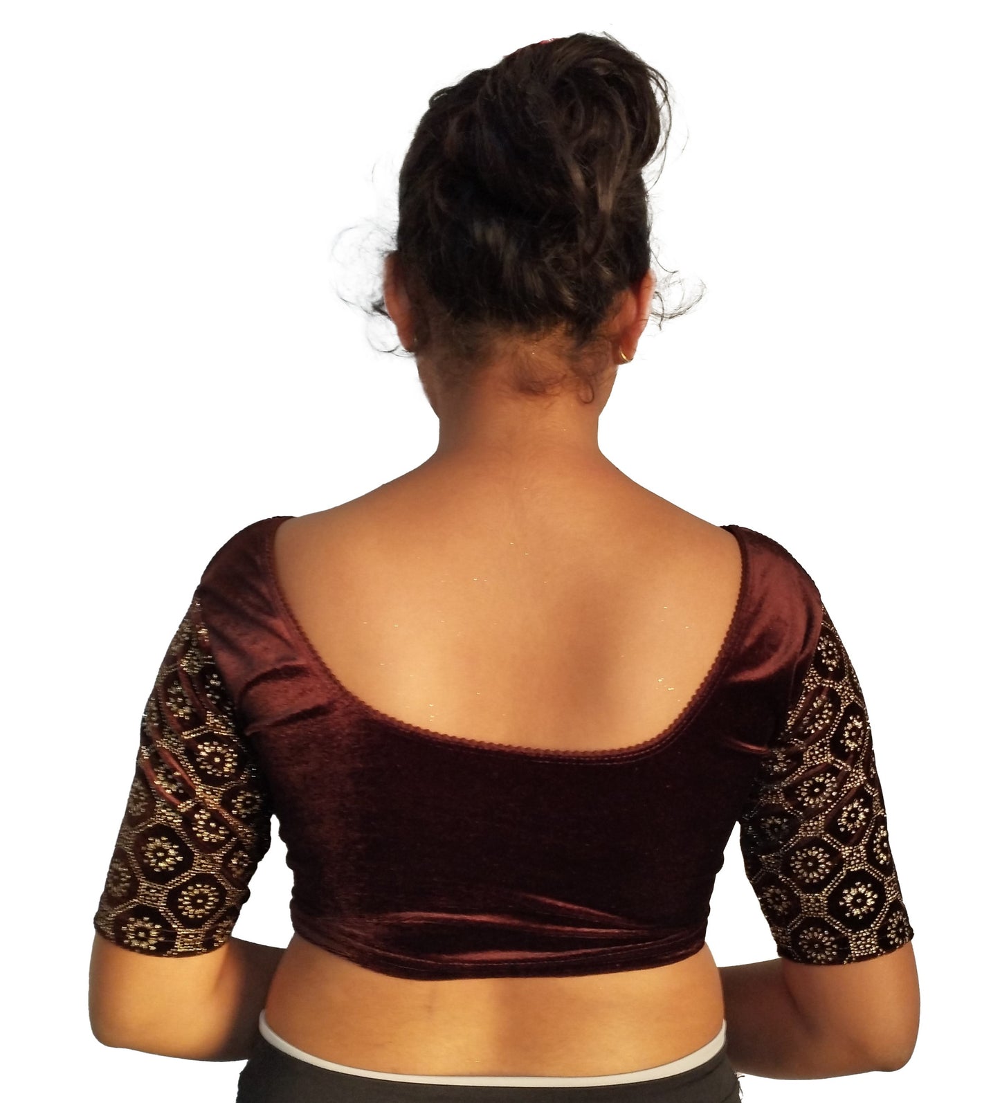 PU Fashion Black Velvet Fancy Blouse with Golden Work | Readymade Designer Blouse for Saree and Lehenga