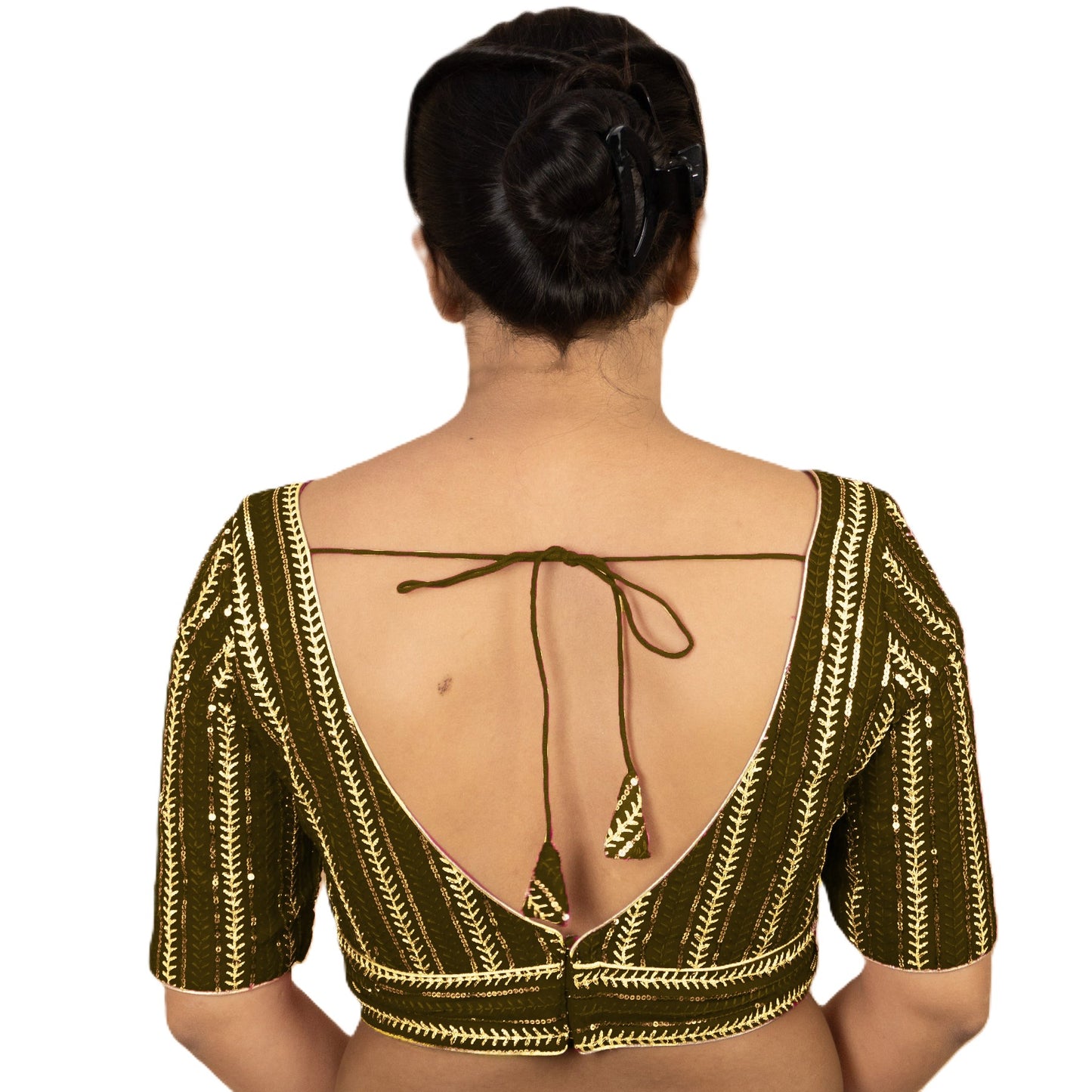 Fancy Designer Blouse with Golden Embroidery – Multiple Colors | PU Fashion