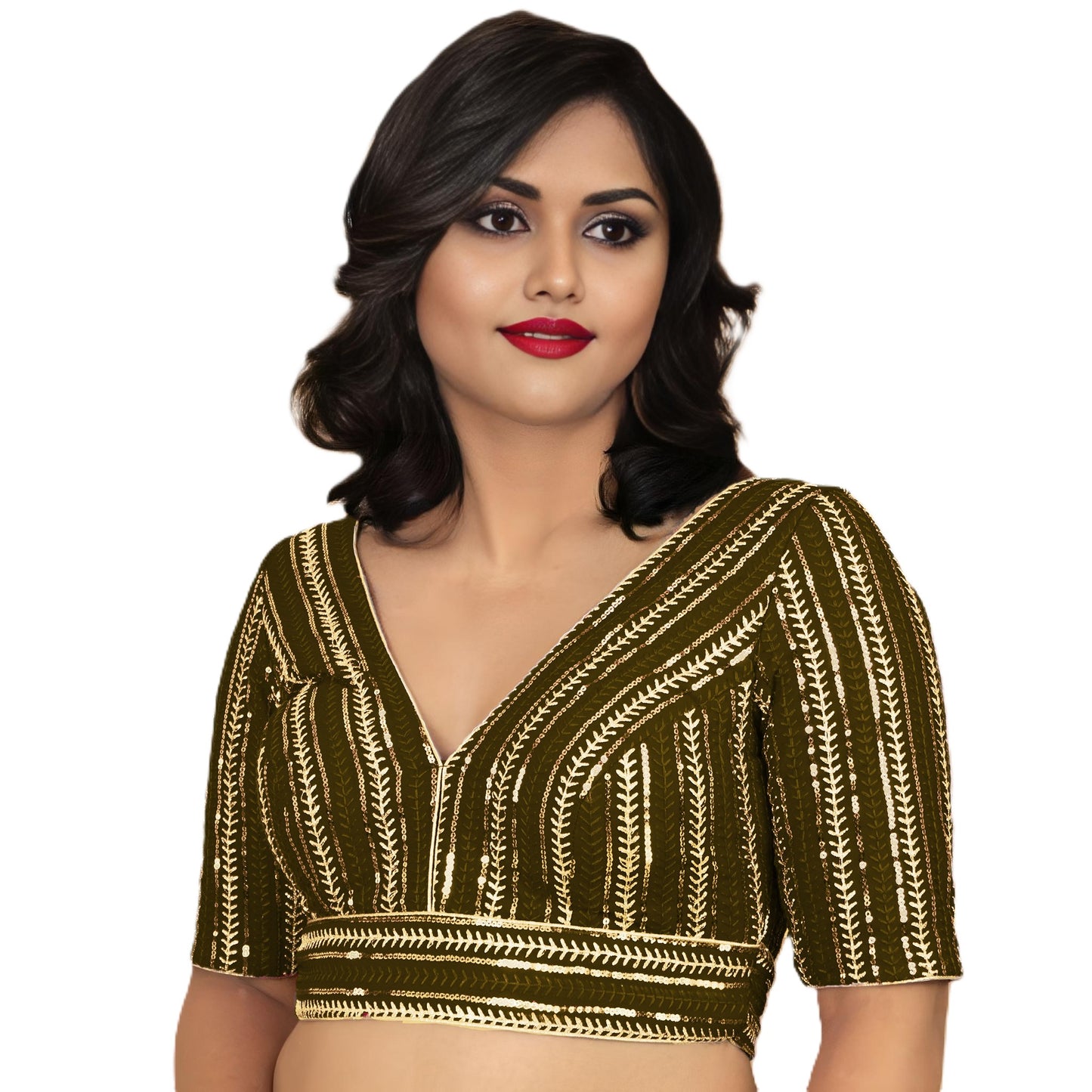 Fancy Designer Blouse with Golden Embroidery – Multiple Colors | PU Fashion