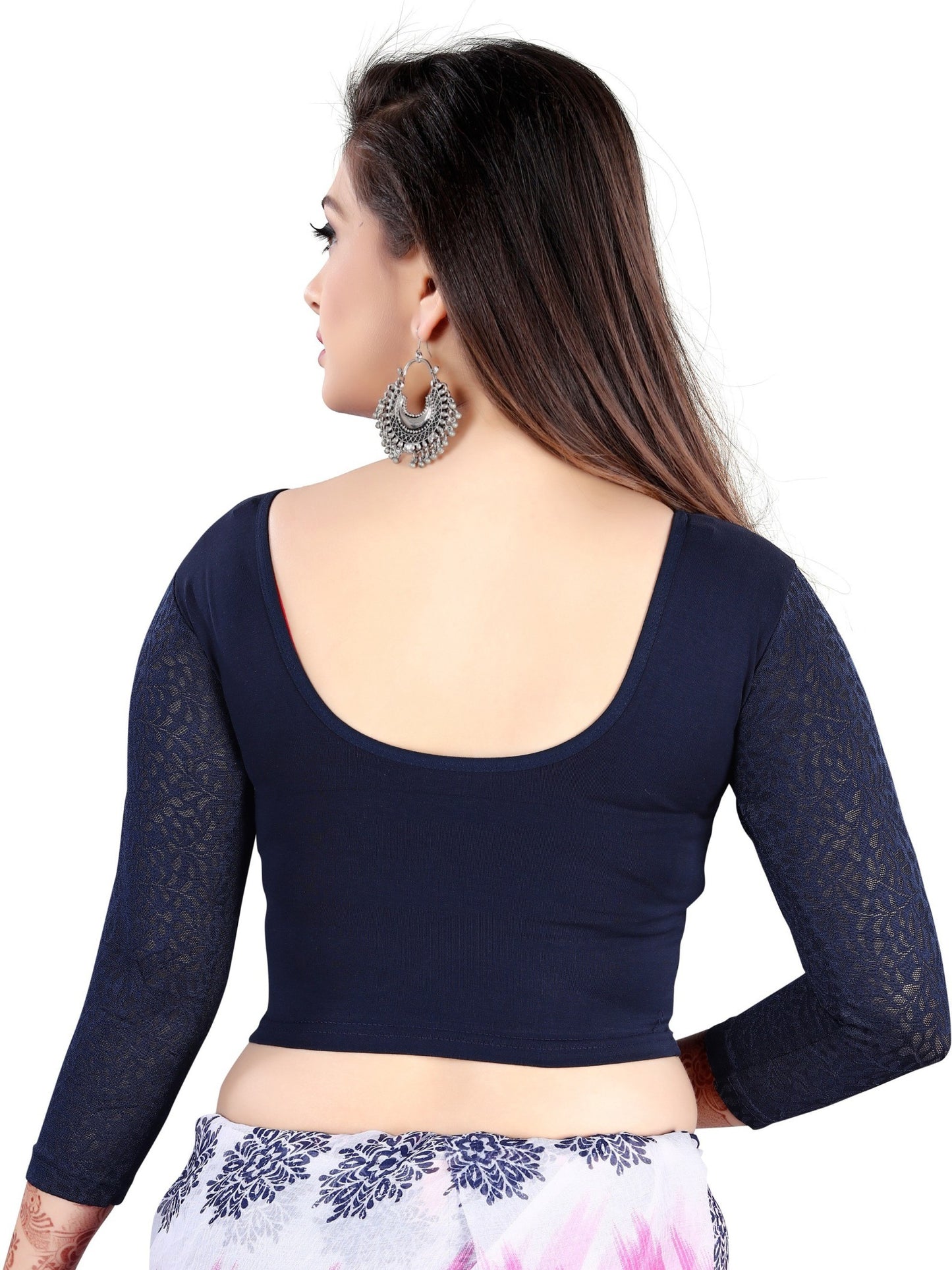 PU Fashion Stretchable Cotton Lycra Blouse – Readymade Long Sleeve Net Choli
