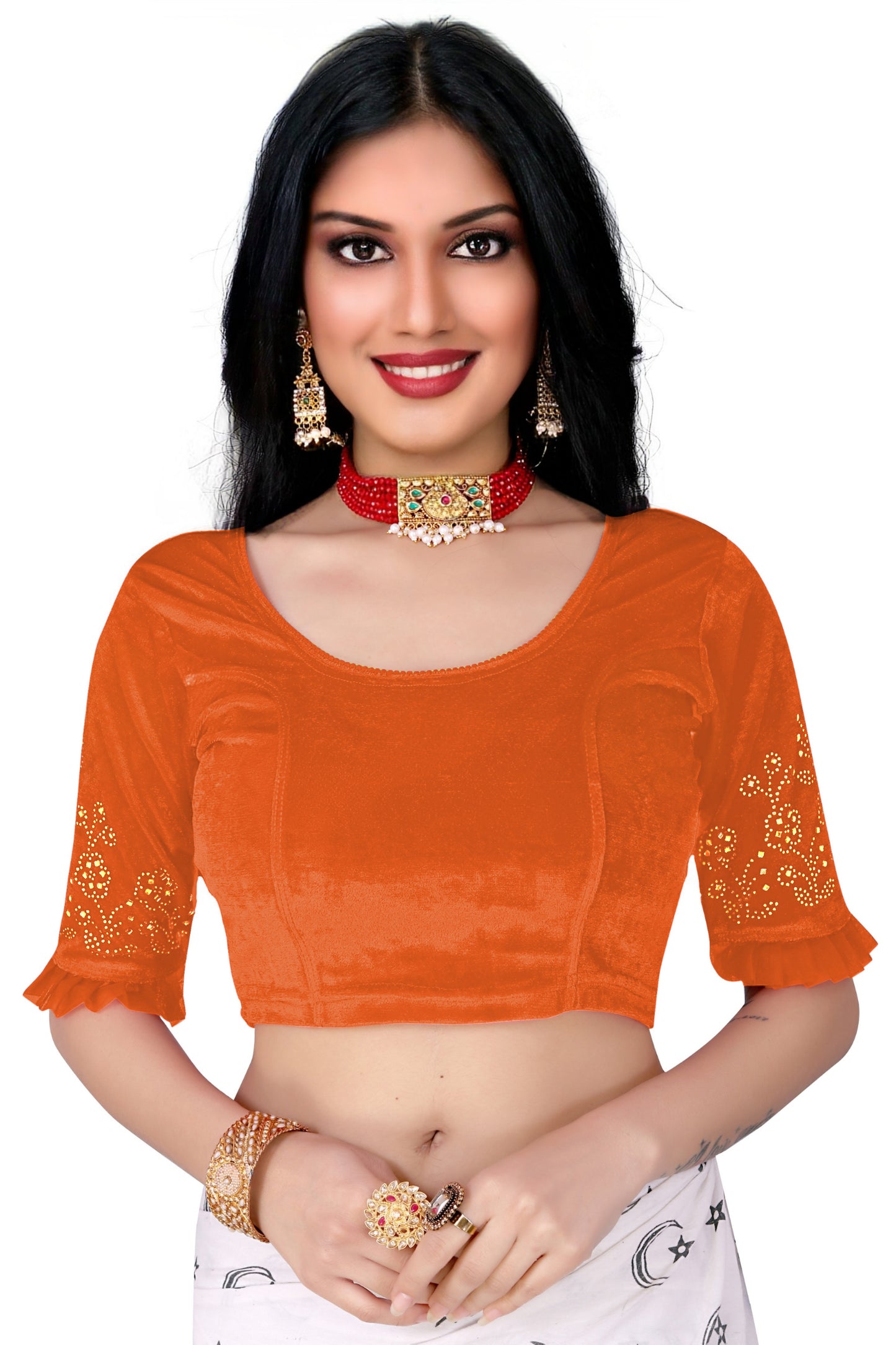 PU Fashion Stretchable Sequin Embroidery Blouse for Saree, Lehenga & Party Wear