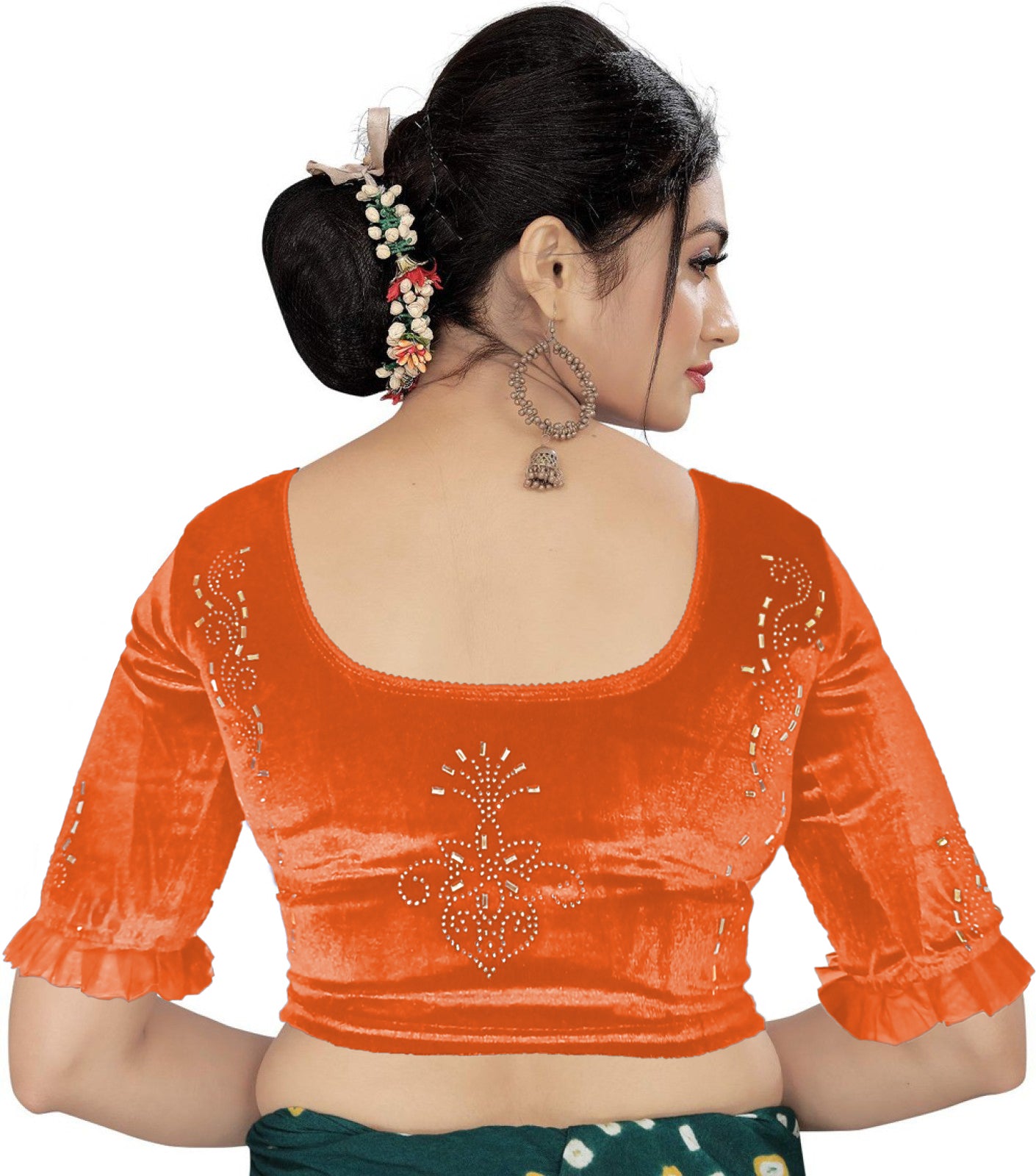 PU Fashion Women's Fancy Velvet Blouse with Golden Shine | Readymade Party Wear Saree Blouse