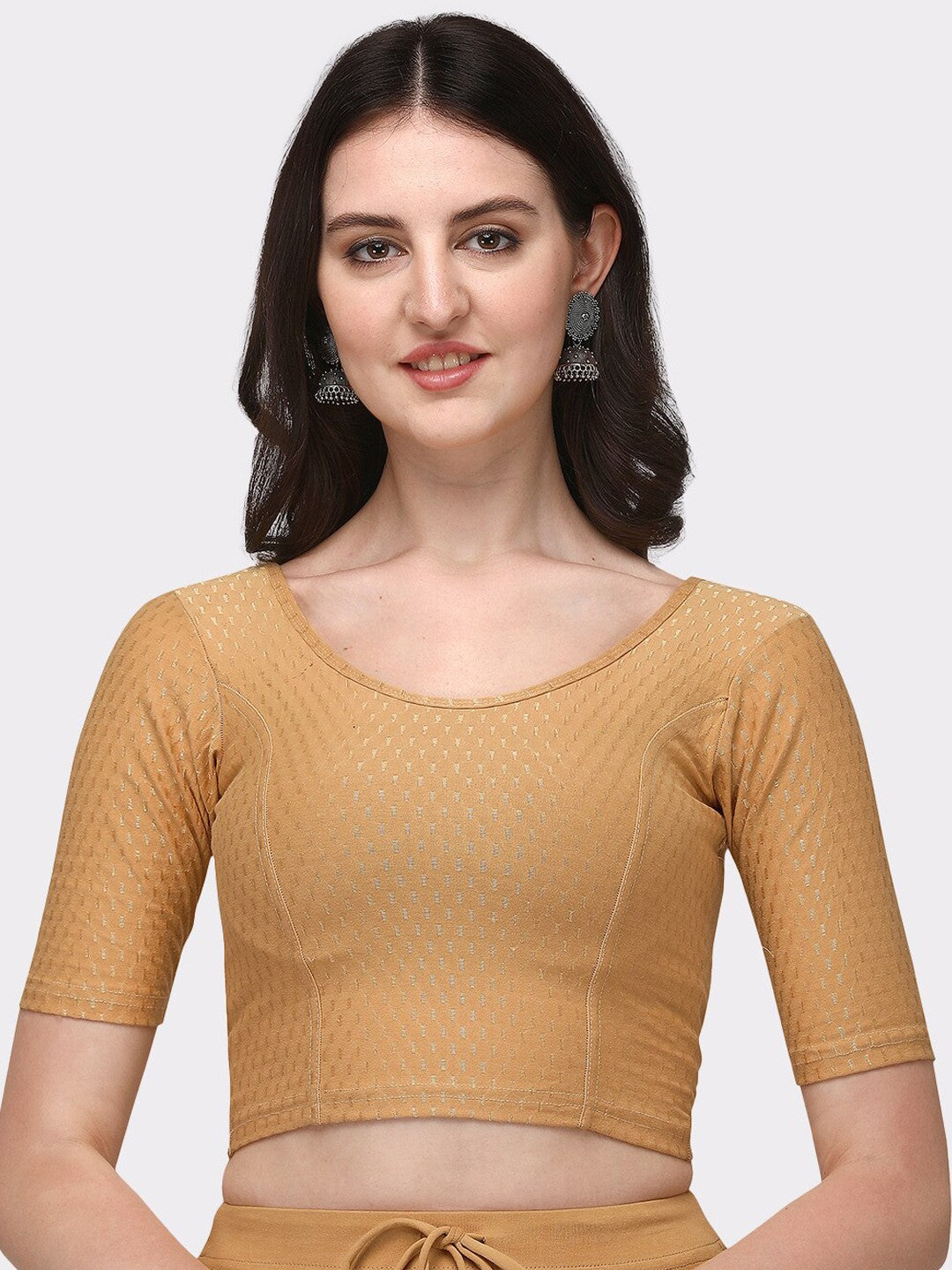 PU Fashion Cotton Stretchable Elbow Sleeve Saree Blouse β Soft & Stylish