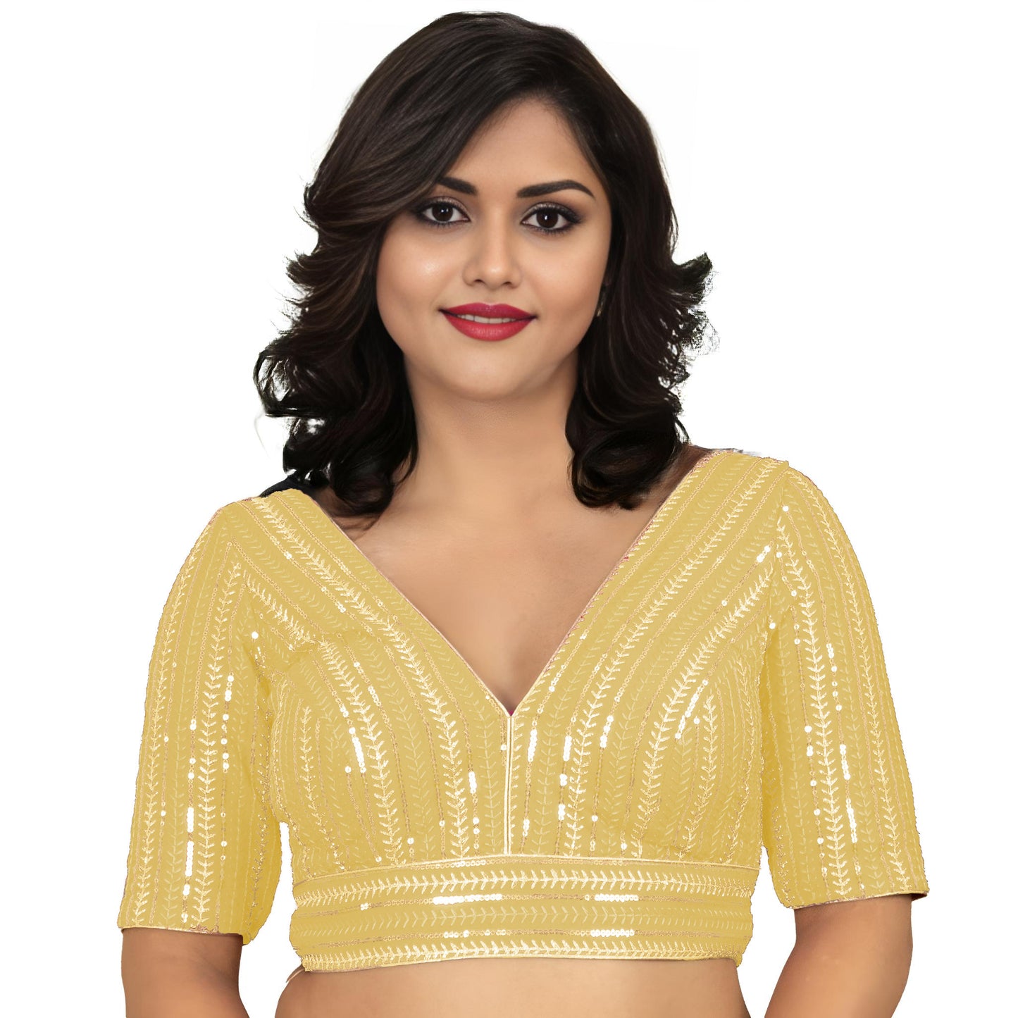 Fancy Designer Blouse with Golden Embroidery – Multiple Colors | PU Fashion