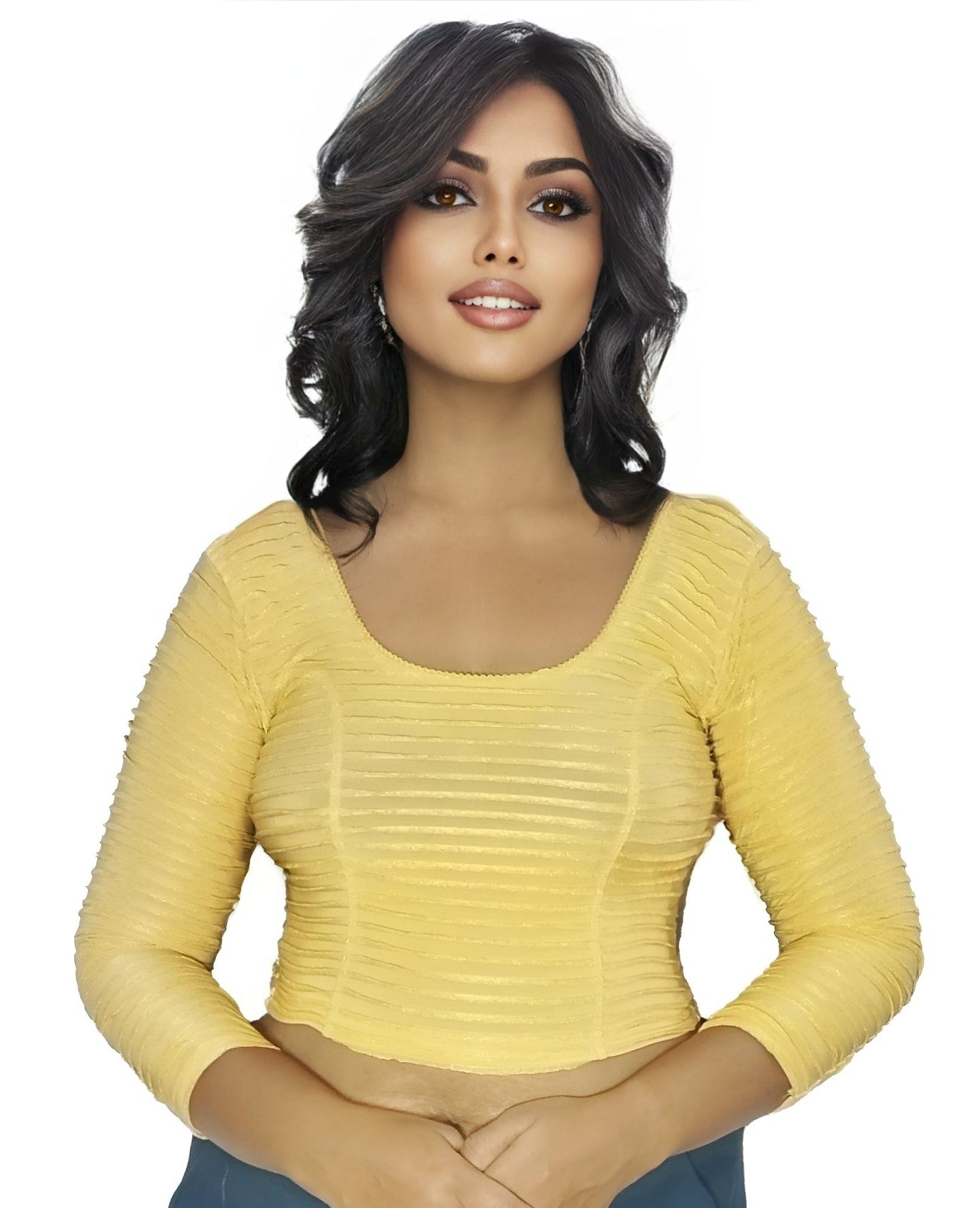 PU Fashion Lycra Stretchable Blouse – Readymade Full Sleeve Designer Saree Blouse