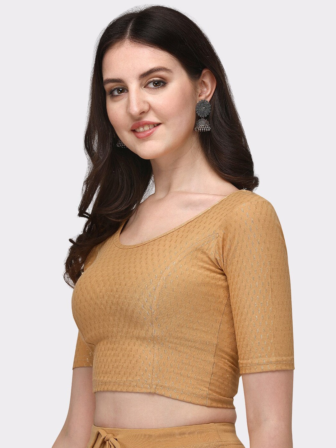 PU Fashion Cotton Stretchable Elbow Sleeve Saree Blouse β Soft & Stylish