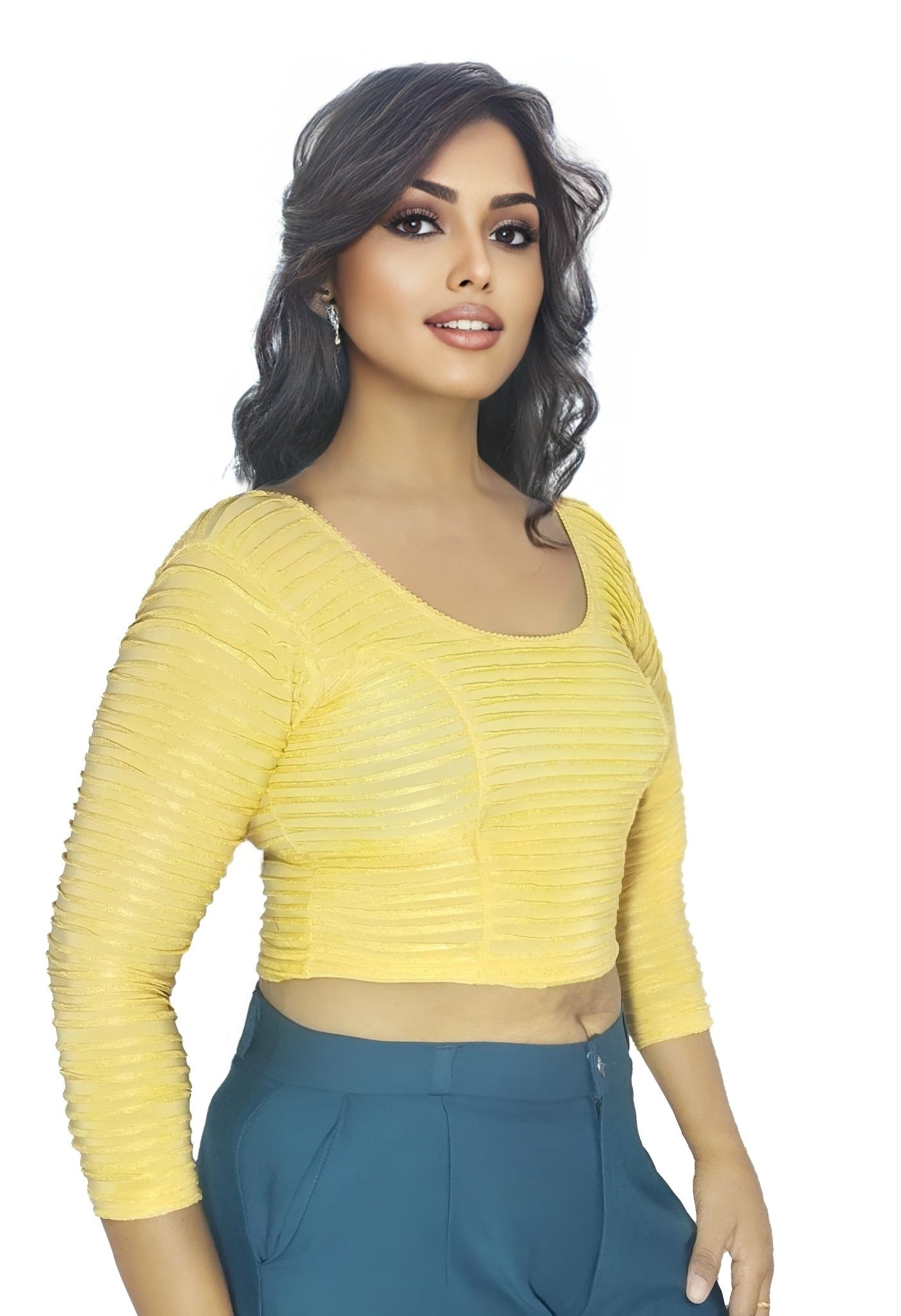 PU Fashion Lycra Stretchable Blouse – Readymade Full Sleeve Designer Saree Blouse